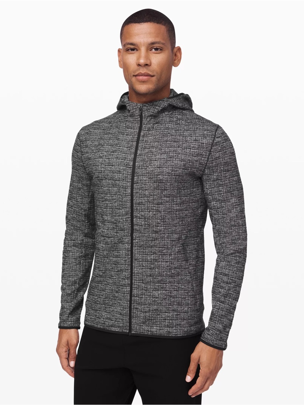 lululemon athletica Men’s Black Heathered Hooded Performance Jacket